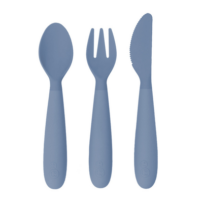  ezpz Mini Utensils (Fork & Spoon in Blue) - 100